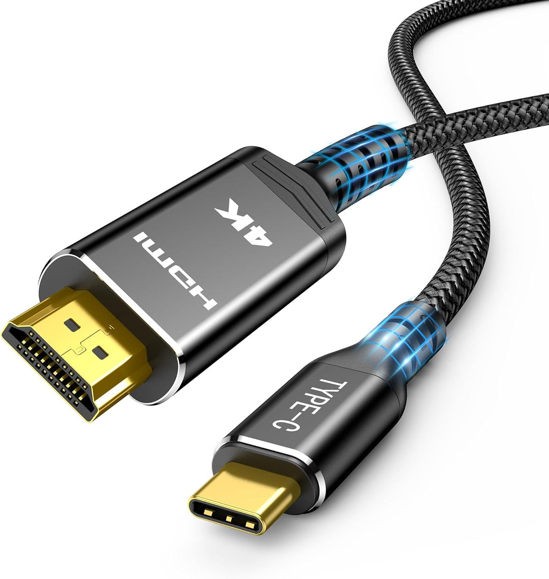 Highwings USB C auf HDMI Kabel 4K@60Hz 3Meter, USB C HDMI Kabel UHD Thunderbolt 3/4 Kompatibel für i
