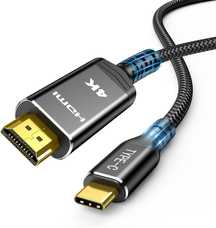 Highwings USB C auf HDMI Kabel 4K@60Hz 3Meter, USB C HDMI Kabel UHD Thunderbolt 3/4 Kompatibel für i
