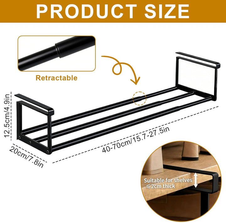 Hängendes Schuhregal Organizer 40–70 cm Ausziehbar – Erweiterbarer Regal Organizer unter dem Schrank