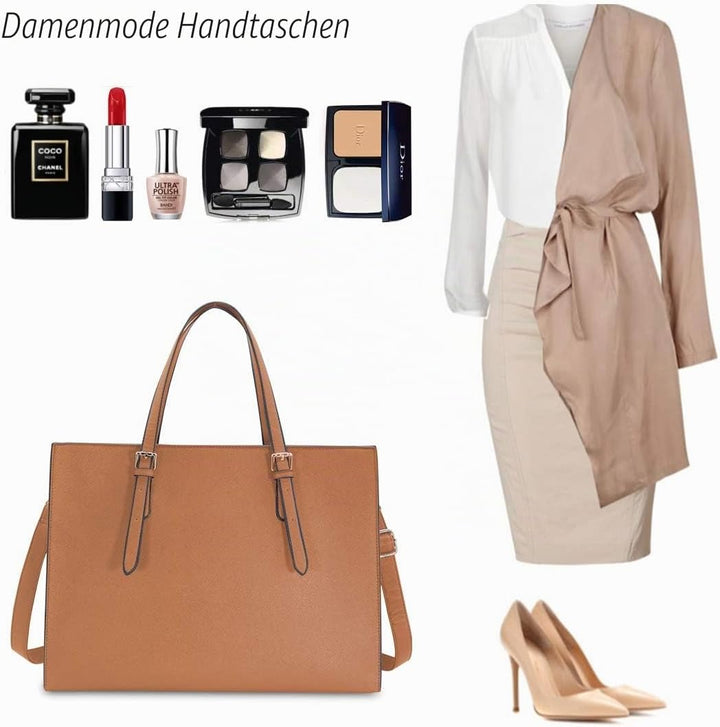NUBILY Handtasche Shopper Damen Grosse Schwarz Handtasche Leder Umhängetasche Arbeitstasche Gross La