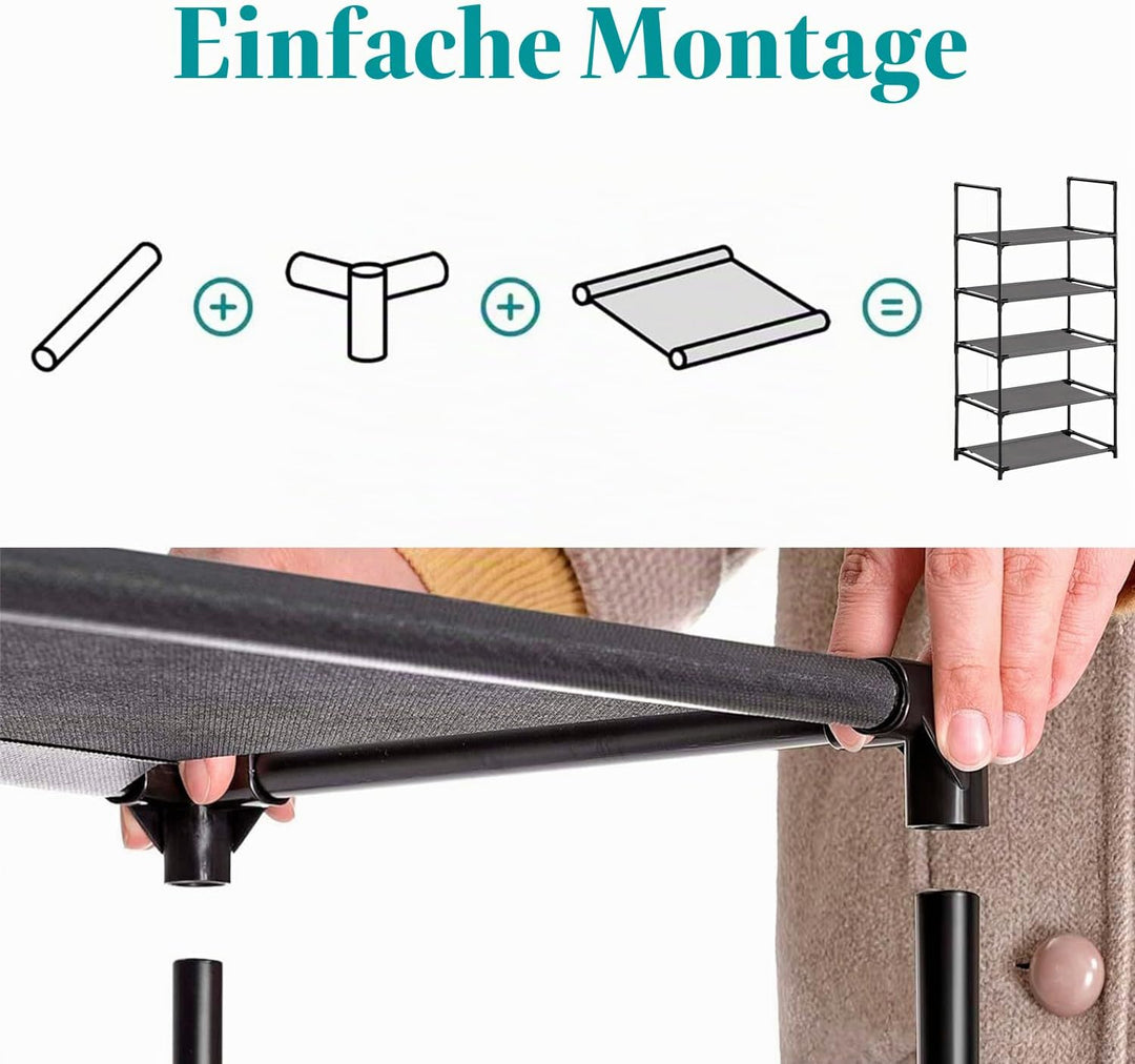 edihome, Schuhregal, 5 Ebenen, (28 x 45 x 89 cm), Schuhschrank Schmal, Schmale und hohe Schuhregale