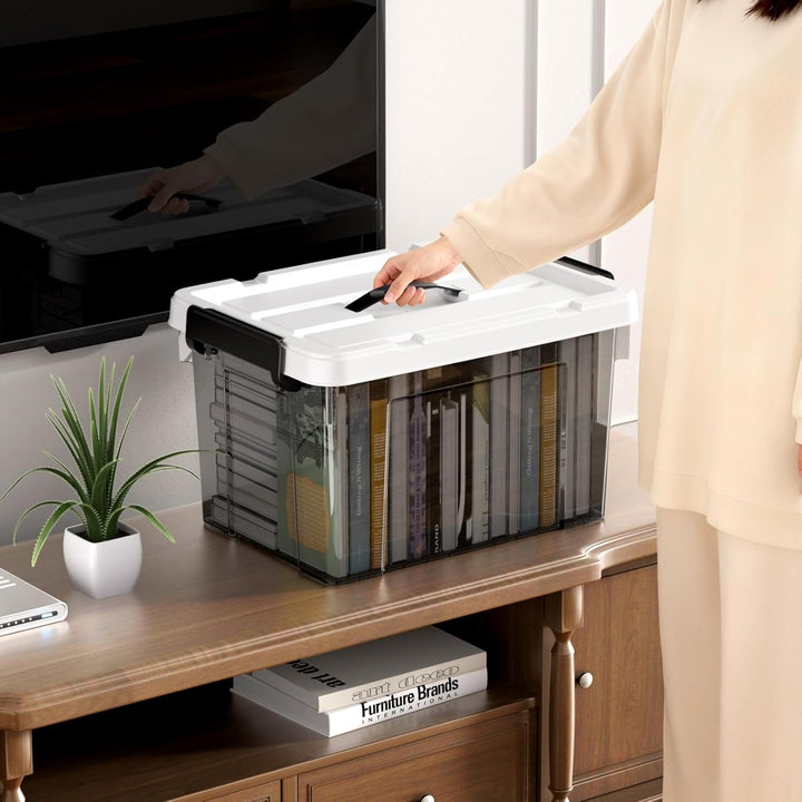 Cetomo 20L*4 Plastic Storage box, Tote box,Organizing Container with Durable Lid and Secure Latching
