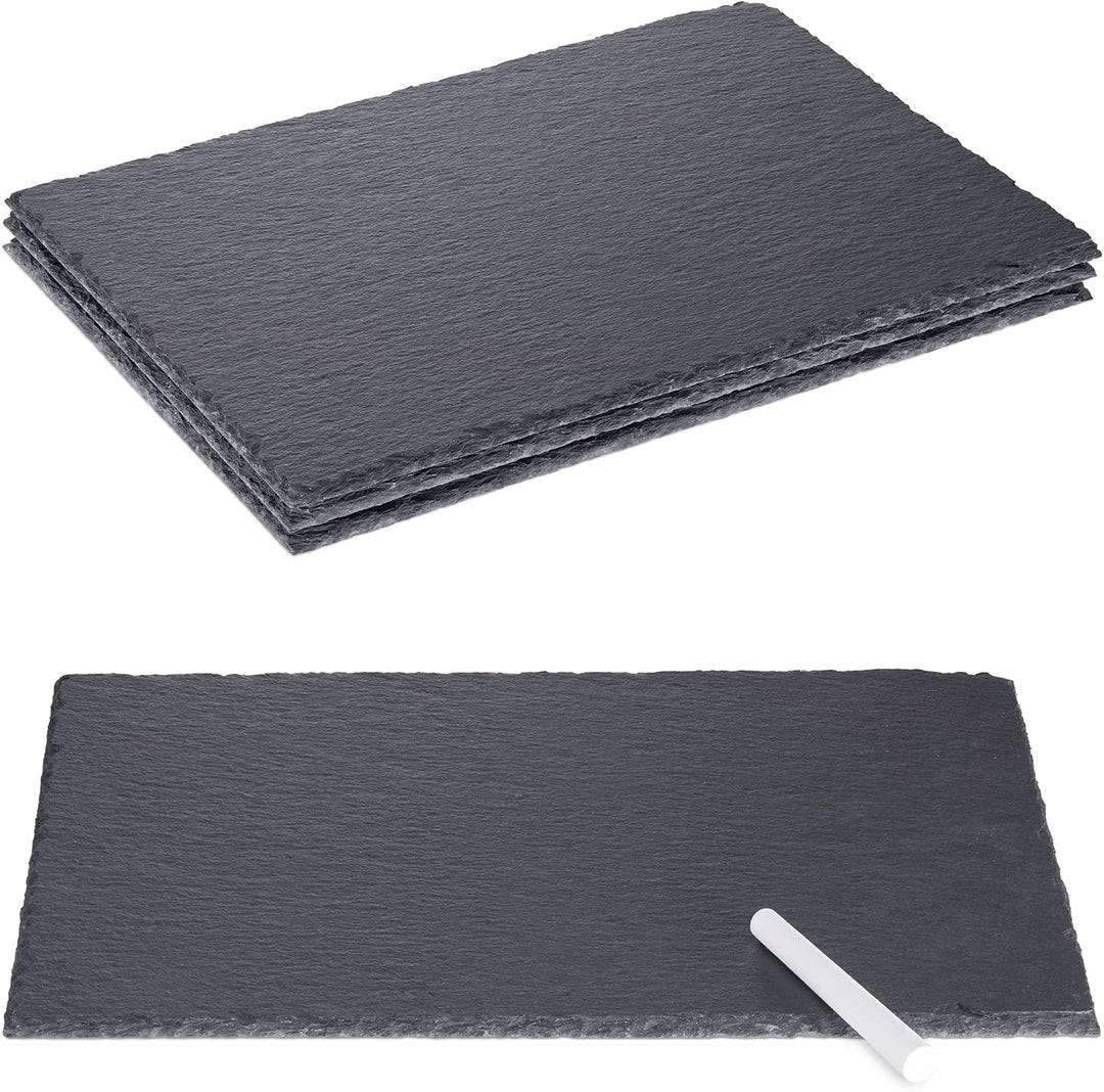 Navaris Schiefer Teller Platzset 4-teilig inkl. Kreide - 30x20cm Schieferplatten 4x Servierplatte fü