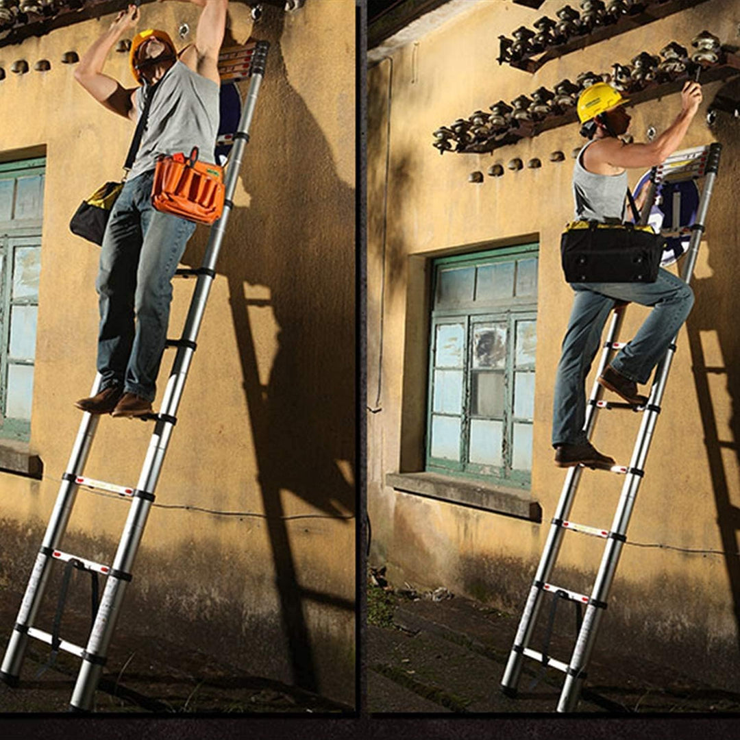 3,8M Teleskopleiter, Mehrzweckleiter Aluminium, 150 kg/330 Pfund Belastbarkeit, Ausziehbar Aluleiter