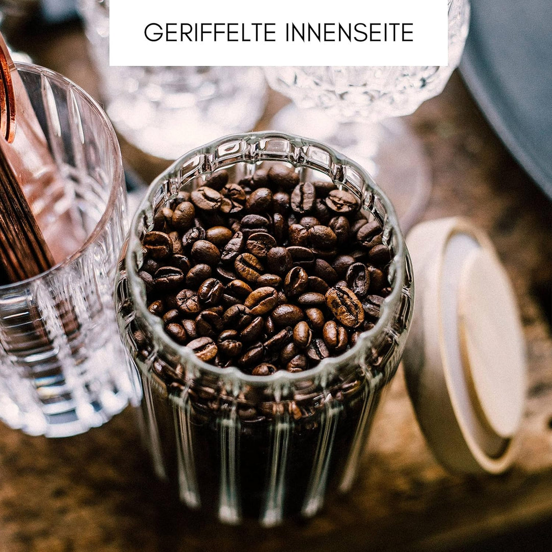 Econovo® Vorratsgläser mit Deckel geriffelt (1000ml | 3-tlg.), stapelbar und luftdicht, Vorratsbehäl