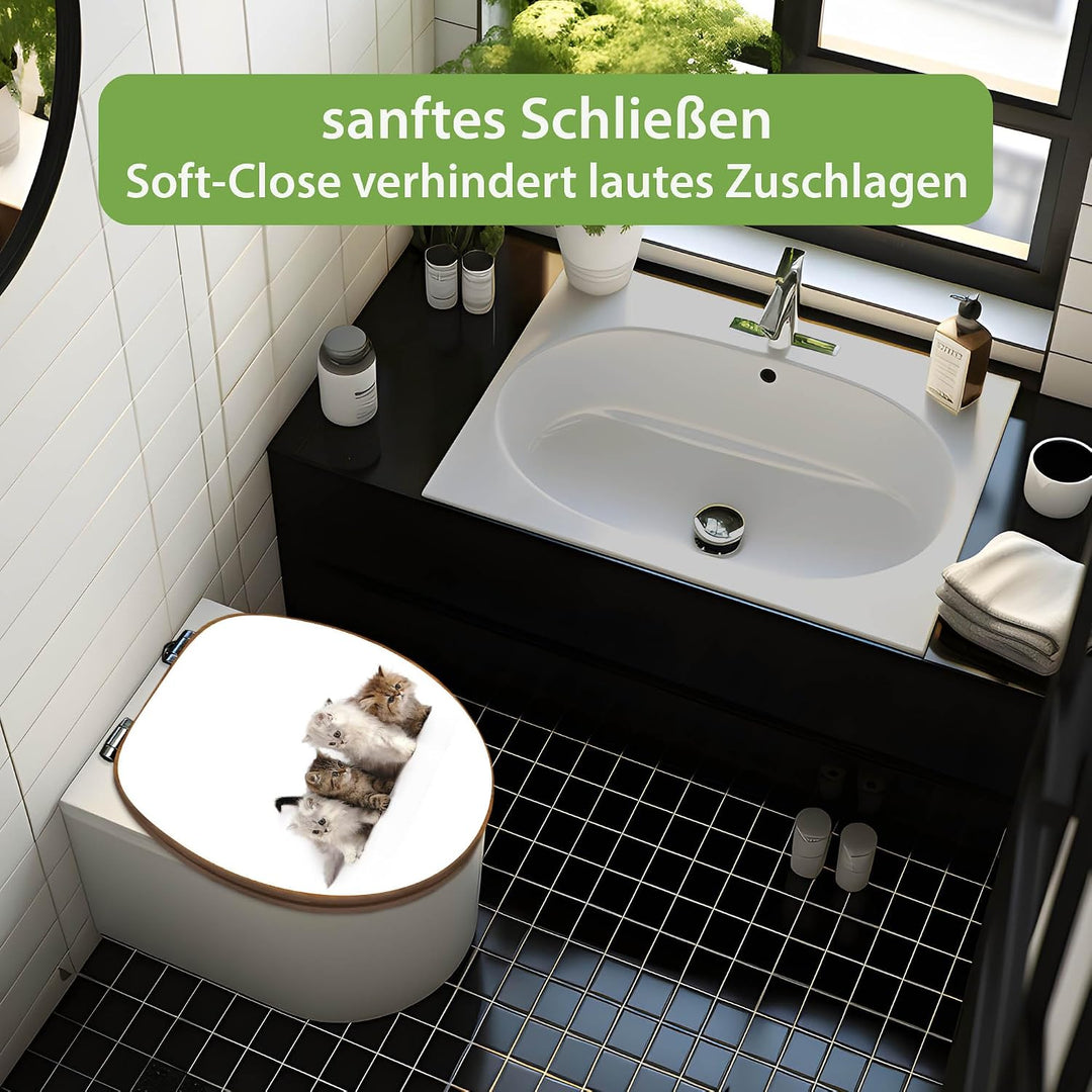 banjado Design WC Sitz Bambus Absenkautomatik 45,8x37,5cm - Toilettendeckel mit Absenkautomatik Holz
