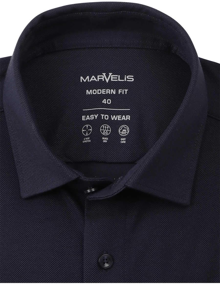 Marvelis Modern Fit Hemd Langarm New Kent Kragen Jersey Nachtblau Grösse 39
