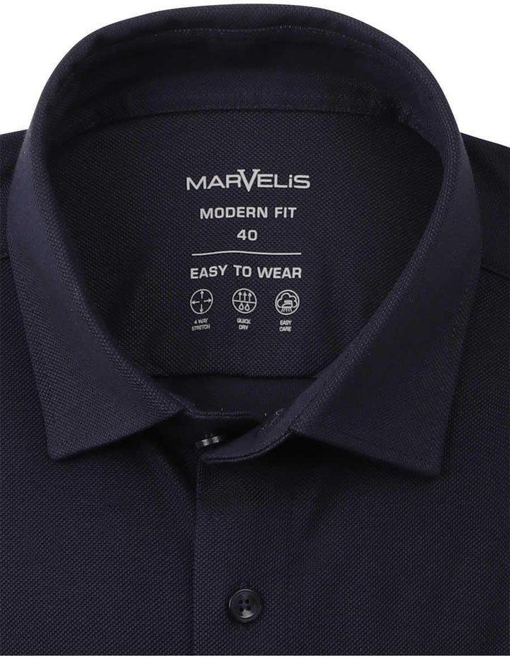 Marvelis Modern Fit Hemd Langarm New Kent Kragen Jersey Nachtblau Grösse 39
