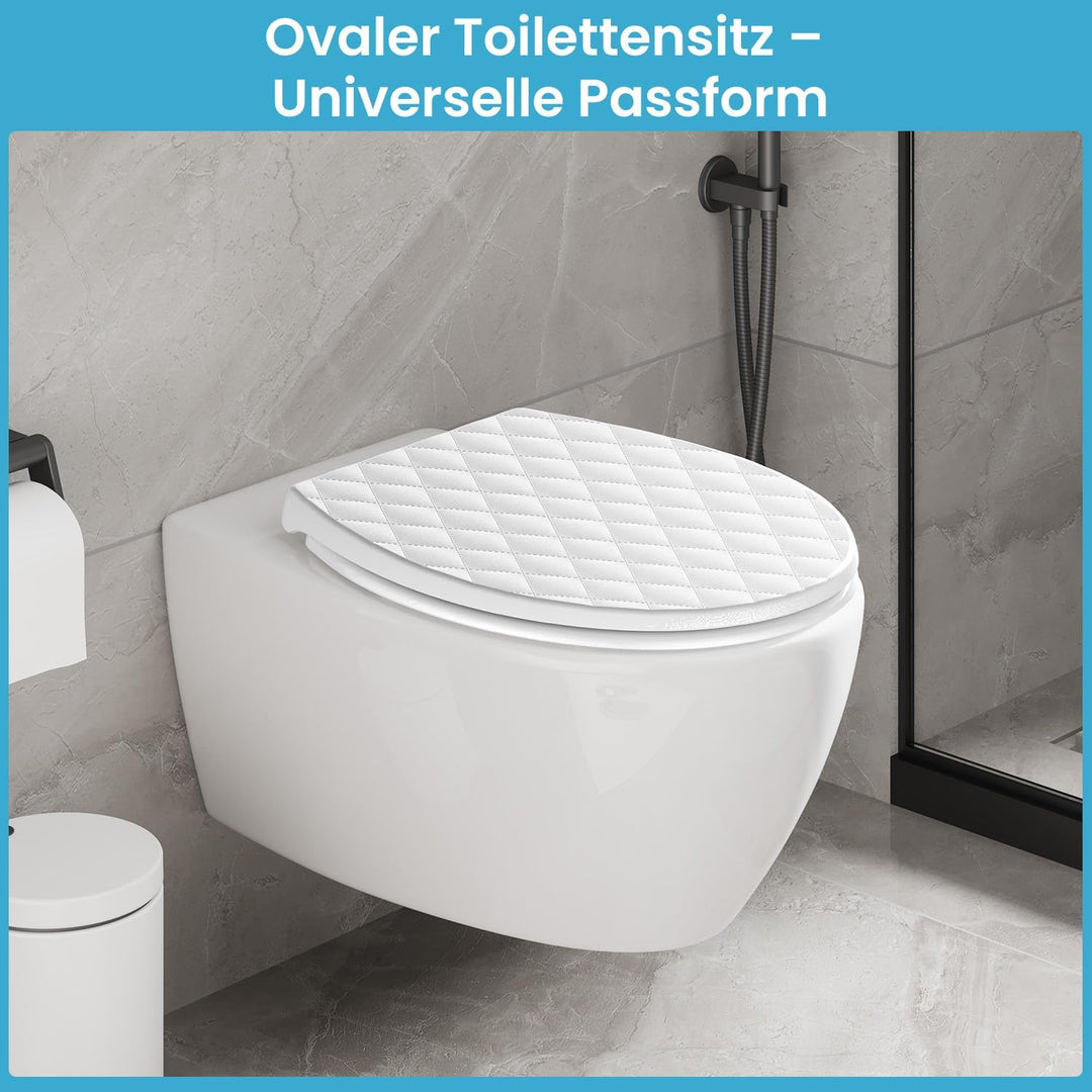 WC Sitz mit absenkautomatik Oval, Weiss, Toilettendeckel mit Quick-Release Funktion, Klobrille, Klod