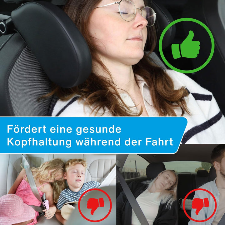 cartrend Komfort-Kopfstütze für Autositz, abnehmbare Nackenstütze, klappbar, 180° schwenkbar, verste