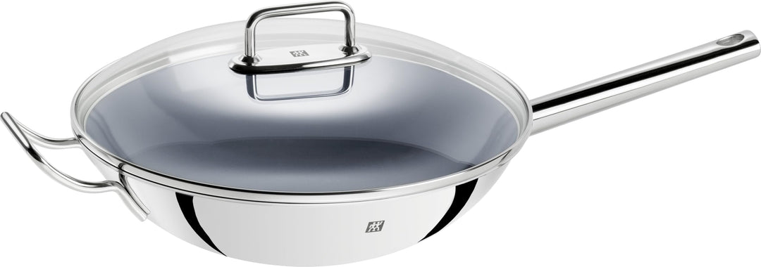 ZWILLING Plus Wok, Antihaftbeschichtung, Inkl. Glasdeckel und herausnehmbaren Gittereinsatz, Mit lan