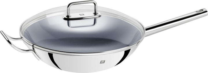 ZWILLING Plus Wok, Antihaftbeschichtung, Inkl. Glasdeckel und herausnehmbaren Gittereinsatz, Mit lan