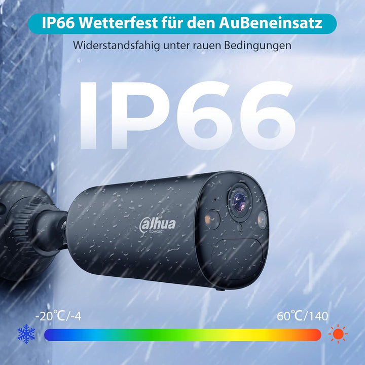 Dahua BF4C Überwachungskamera Aussen Solar, 5200 mAh Akku, 8W Solarpanel Schwarz, Schwarz