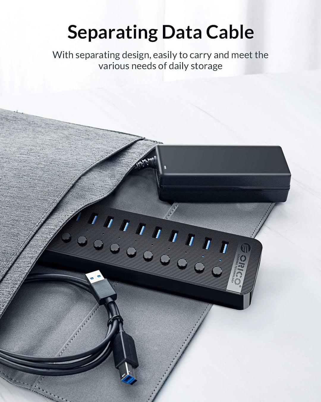 ORICO USB Hub 3.0 Aktiv 16 Ports 78W Mit Netzteil Einzelne EIN/Aus-Schalter und 12V / 5A Energien-Ad