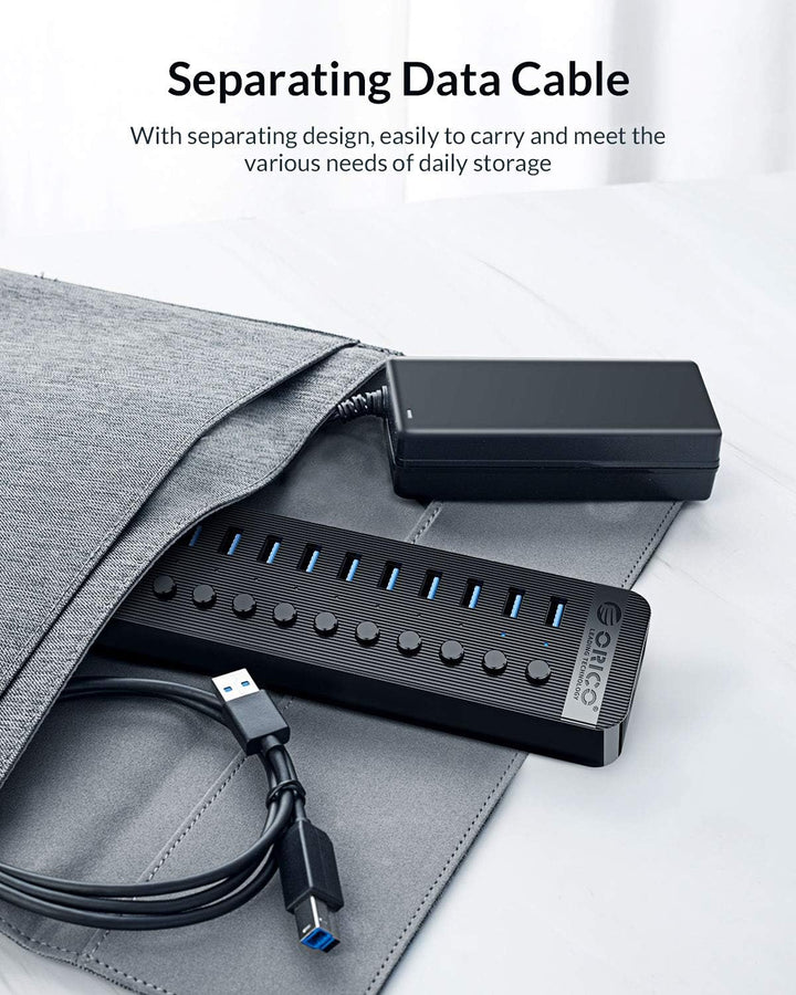 ORICO USB Hub 3.0 Aktiv 16 Ports 78W Mit Netzteil Einzelne EIN/Aus-Schalter und 12V / 5A Energien-Ad