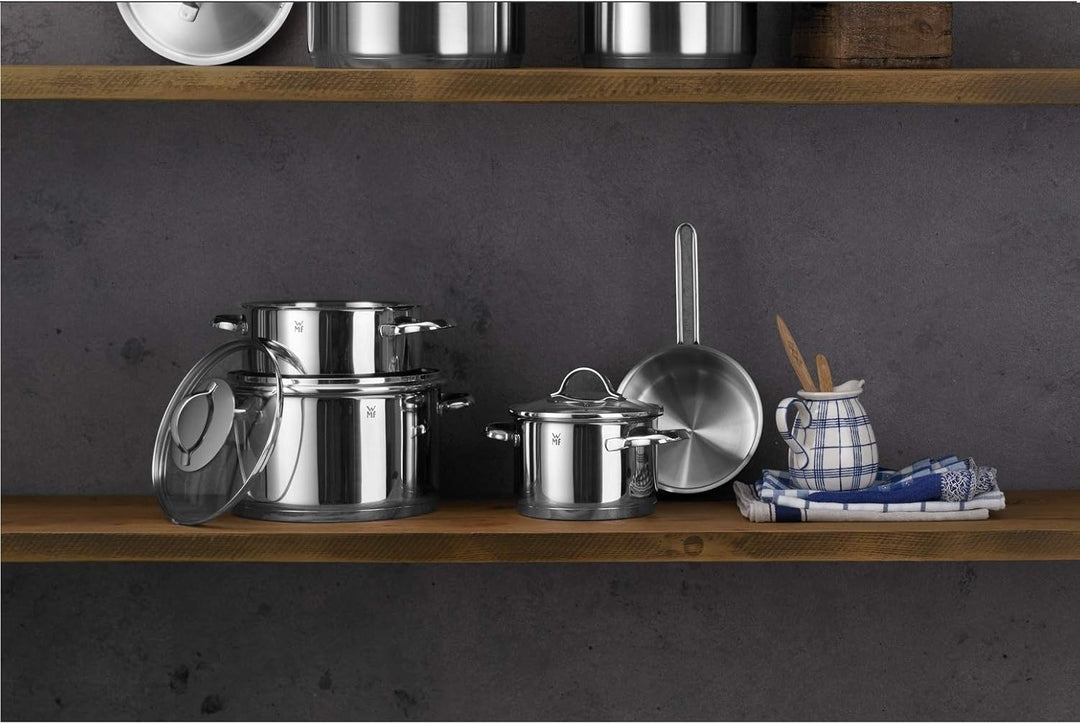 WMF Provence Plus Topfset Induktion 4-teilig, Kochtopf Set mit Glasdeckel, Cromargan Edelstahl polie