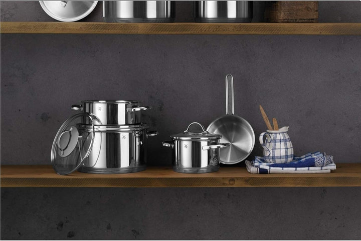 WMF Provence Plus Topfset Induktion 4-teilig, Kochtopf Set mit Glasdeckel, Cromargan Edelstahl polie