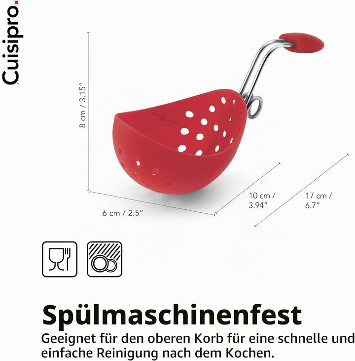 CUISIPRO Silikon Eierpochierer 2er-Set | Rot | Für perfekt geformte, sanft gegarte Eier | Eier Pochi