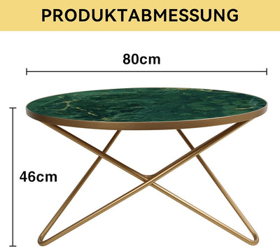 HOLTICO Couchtisch Beistelltisch Rund Schwarz Grün,Wohnzimmertisch Sofatisch für Wohnzimmer Garten B