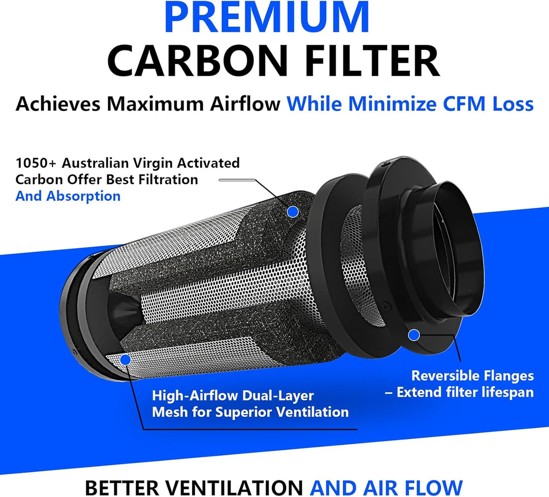 Aktivkohlefilter 150mm, Kohlefilter Air Carbon Filter Australischer Aktivkohle, Rohrventilator 150mm