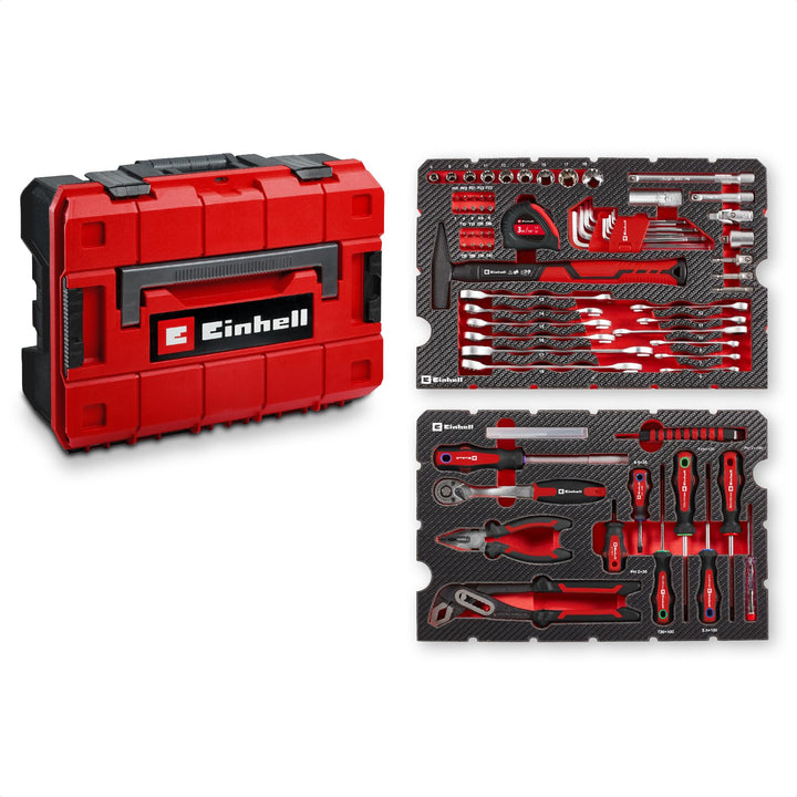 Original Einhell E-CASE 80-tlg. Werkzeugkoffer (Werkzeug-Set im robusten, stapelbaren Kunststoffkoff