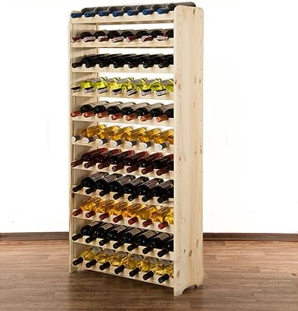PROREGAL Weinregal PINOTWINE C | HxBxT 138,4x72,8x26,5cm | 77 Flaschen | Massives Kiefernholz | Natu