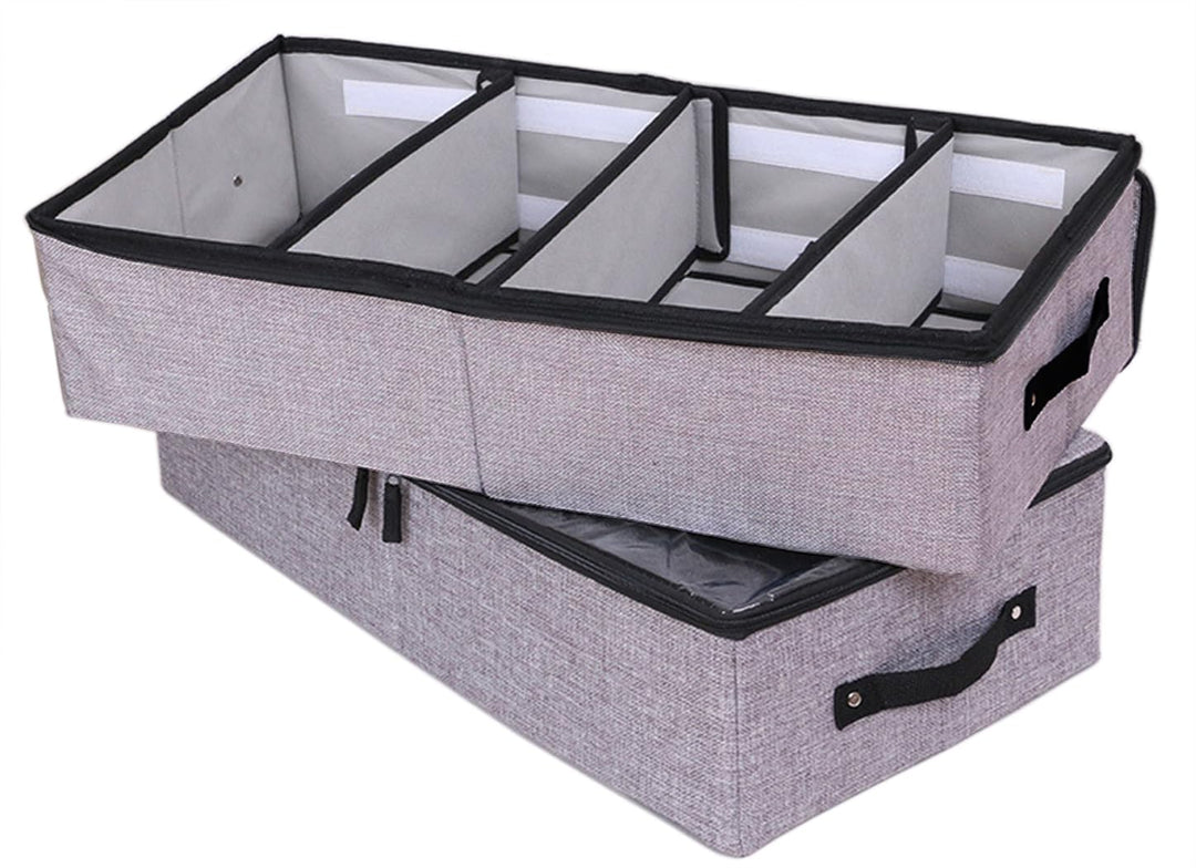 AARAINBOW Stoff Unterbettkommode mit Verstellbaren Zellen, Unterbett Schuhe Aufbewahrungsbox mit Dec