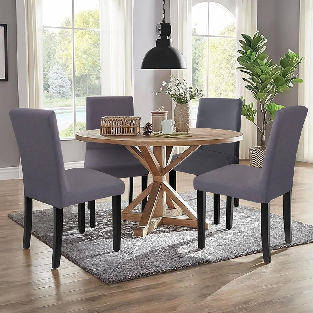 Sufdari Stuhlhussen 6er Set Grau, Stretch Esszimmer Stuhlbezug für Esszimmerstühle, Abnehmbarer Wasc