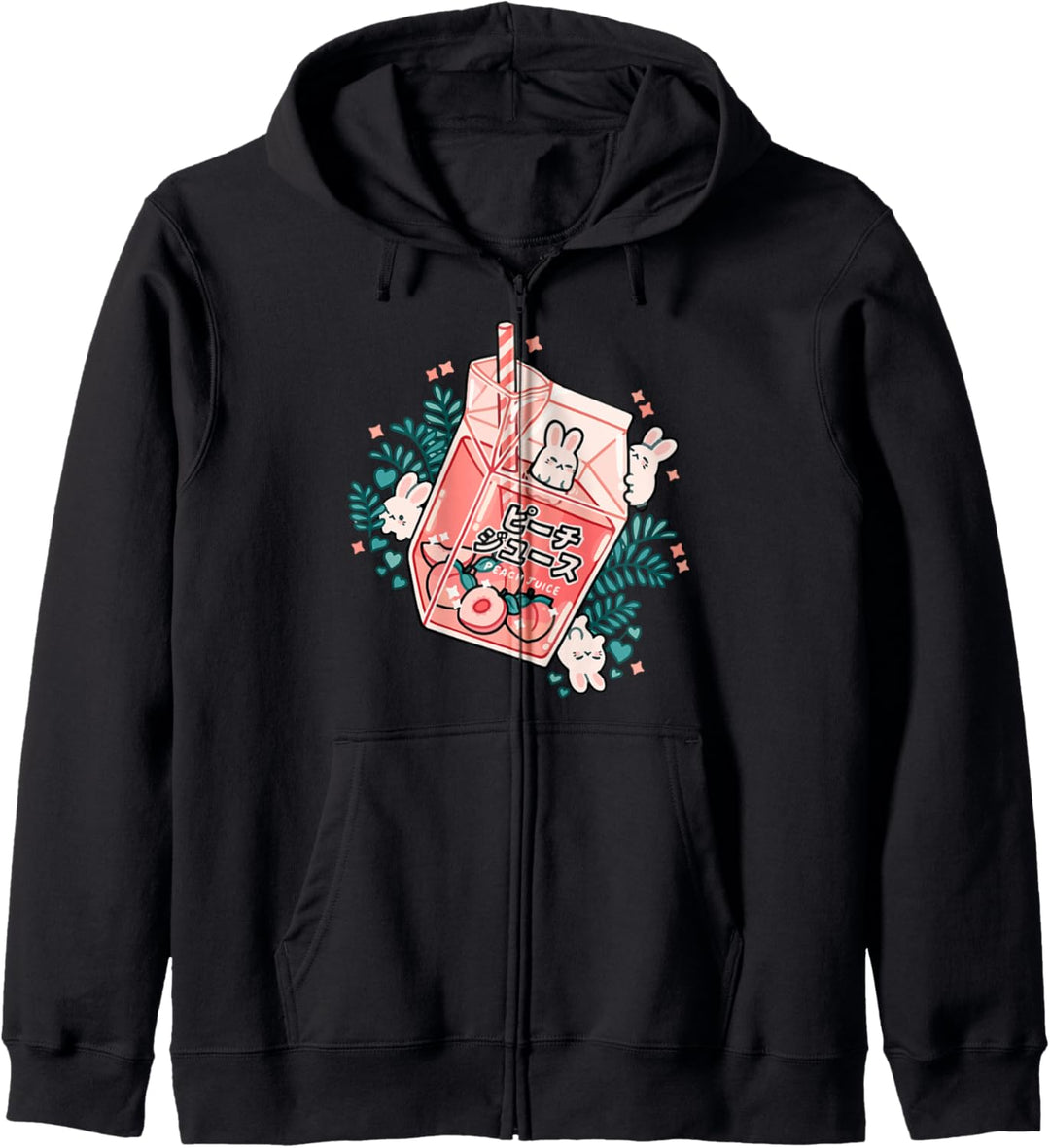 90s Japanese Kawaii Peach Milk Juice Aesthetic Kapuzenjacke