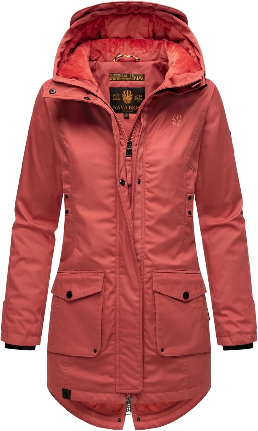 Navahoo Damen Übergangsjacke Warmer Kurzmantel Regenjacke wasserdicht mit Kapuze Brinjaa XS-XXL XS R