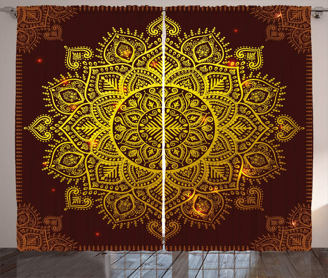 ABAKUHAUS Mandala Rustikaler Gardine, Orientalische Schneeflocke Kunst, Schlafzimmer Kräuselband Vor