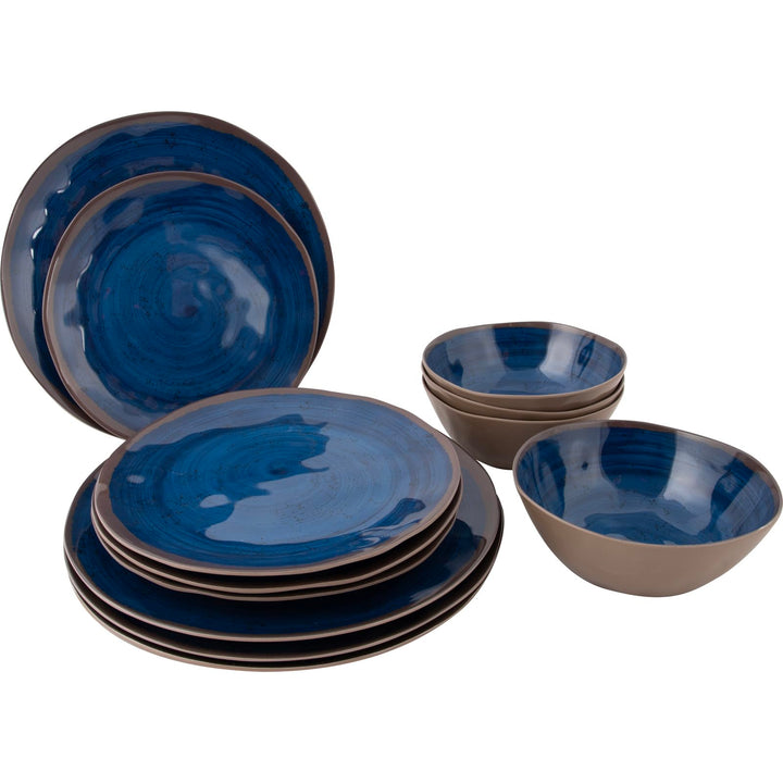 Bo-Camp Melamin Geschirr Set Halo Camping Essgeschirr Reise Picknick Teller, Blau