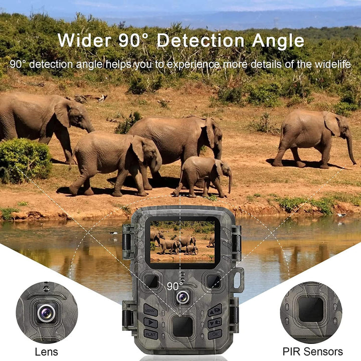 Mini Wildkamera 20MP 1080P HD Wildtierkamera 850nm IR LEDs Wildkamera mit Nachtsicht Bewegungsmelder