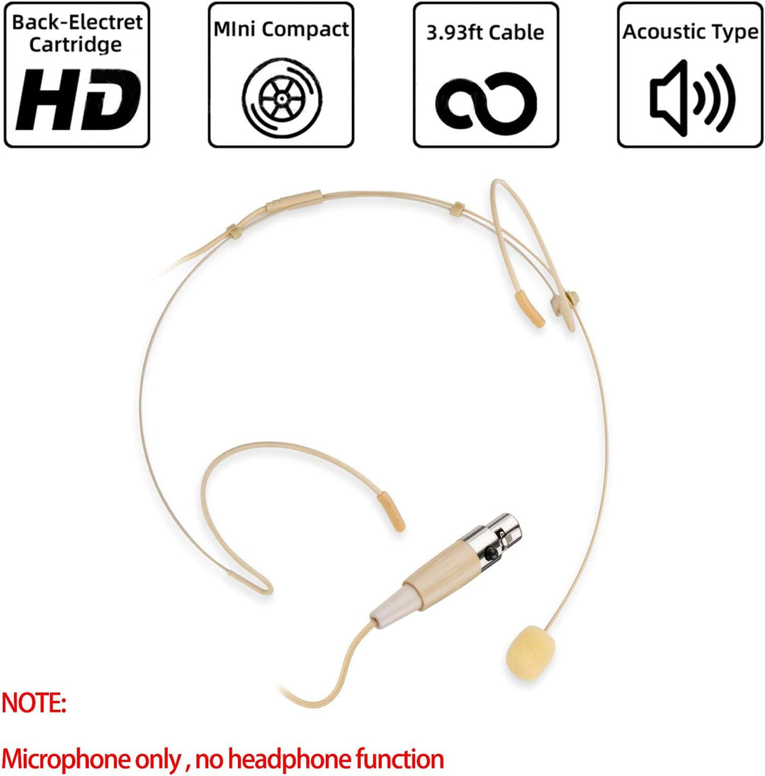 Headset Mikrofon Stirnband mic für Shure kabellos Bodypack Transmitter Taschensender - Ideal für Vor