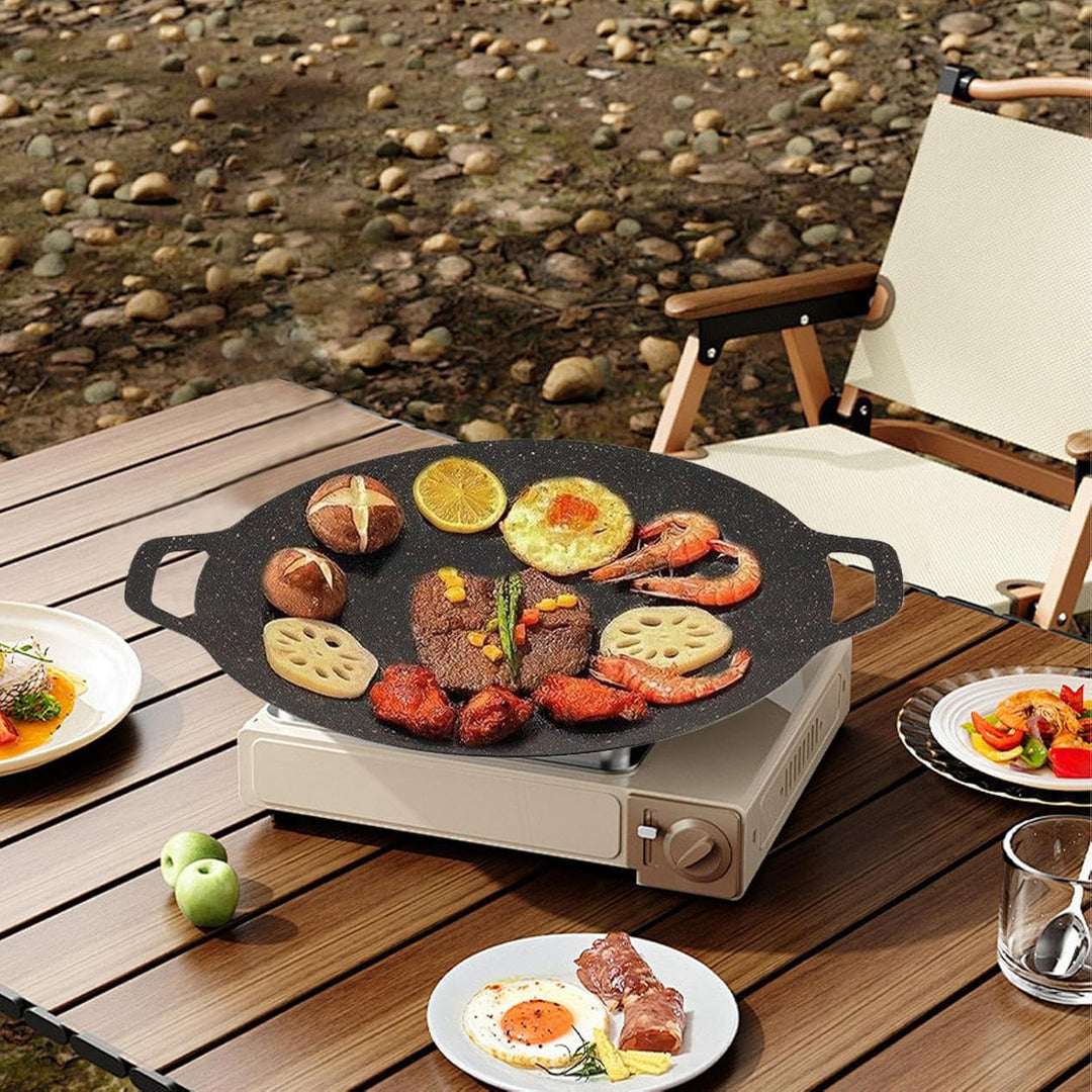 Koreanischer BBQ Grill Rund Grillplatte Antihaftbeschichtung Grillpfanne - Multifunktionale Koreanis