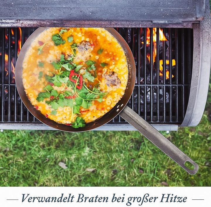 Merten &amp; Storck Vorgewürzt Induktions Bratpfanne 20cm aus Kohlenstoffstahl, Antihaftbeschichtung mit