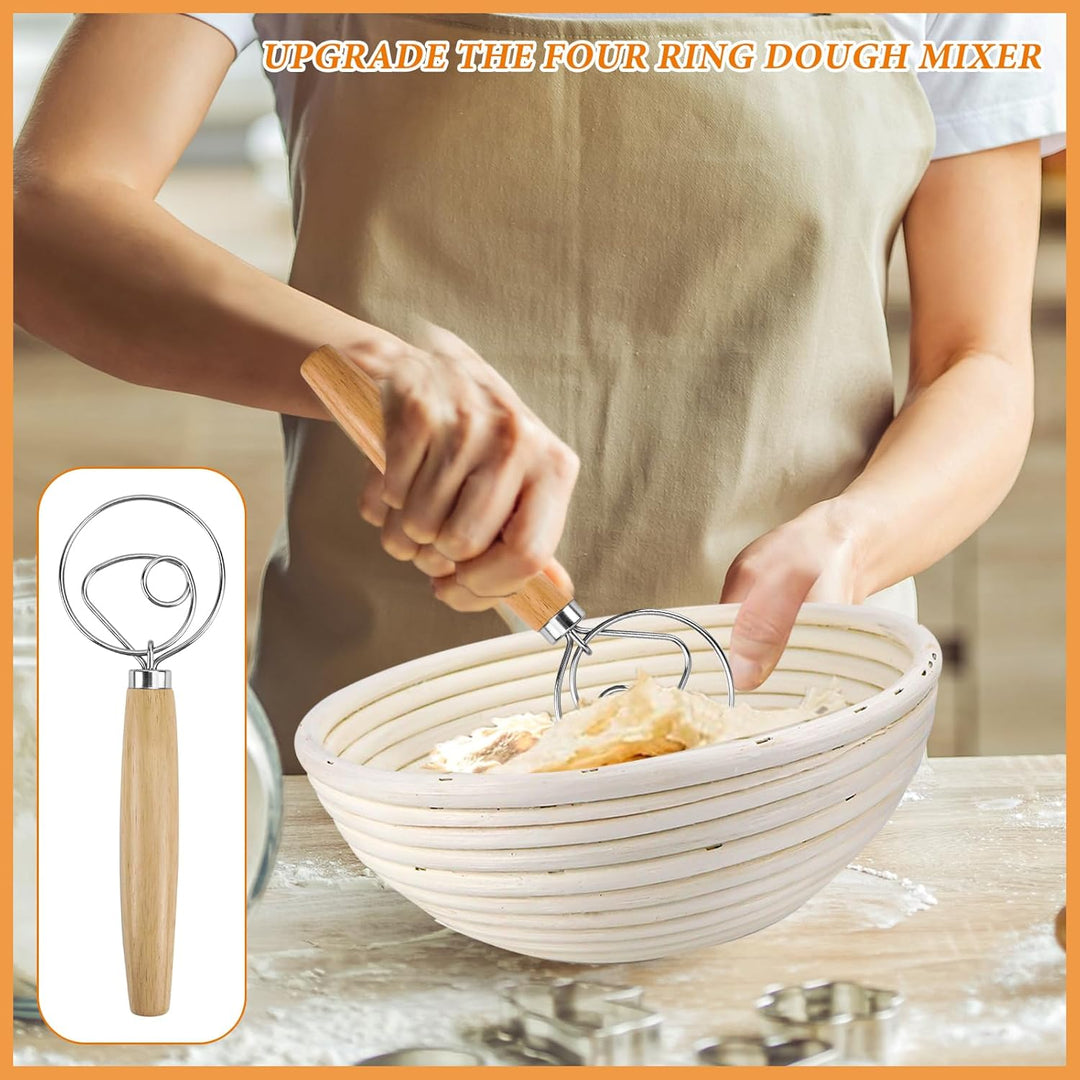 2 Stück Gärkörbchen für brot, Gärkorb Brot Set, 100% natürlichem Rattan, Brot 23cm Rund &amp; 24,5cm Ova