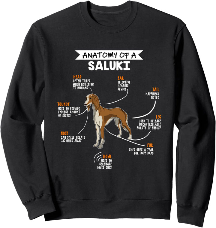 Anatomie Eines Saluki Fun Hunde Herrchen Frauchen Sweatshirt
