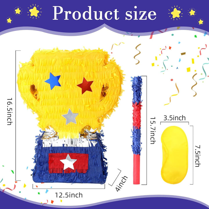 Trophäen-Pinatas-Set mit Augenbinde und Fledermaus (39,1 x 33 x 10,2 cm), perfekt für Geburtstagsfei