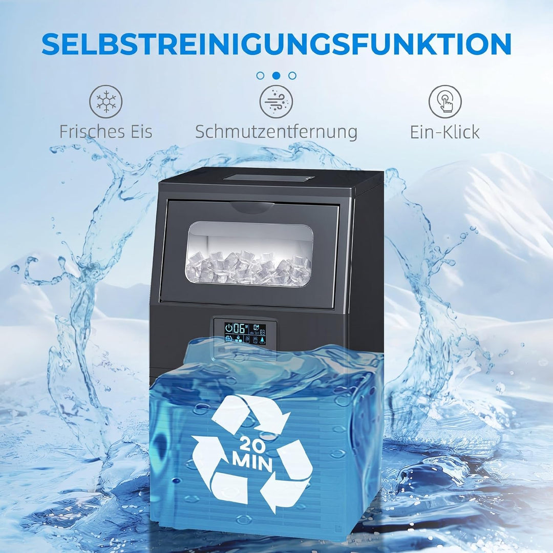 HOMCOM Kommerzielle Eiswürfelmaschine 30 kg/24H Eismaschine mit 4 kg Speicher, Freistehender Eiswürf