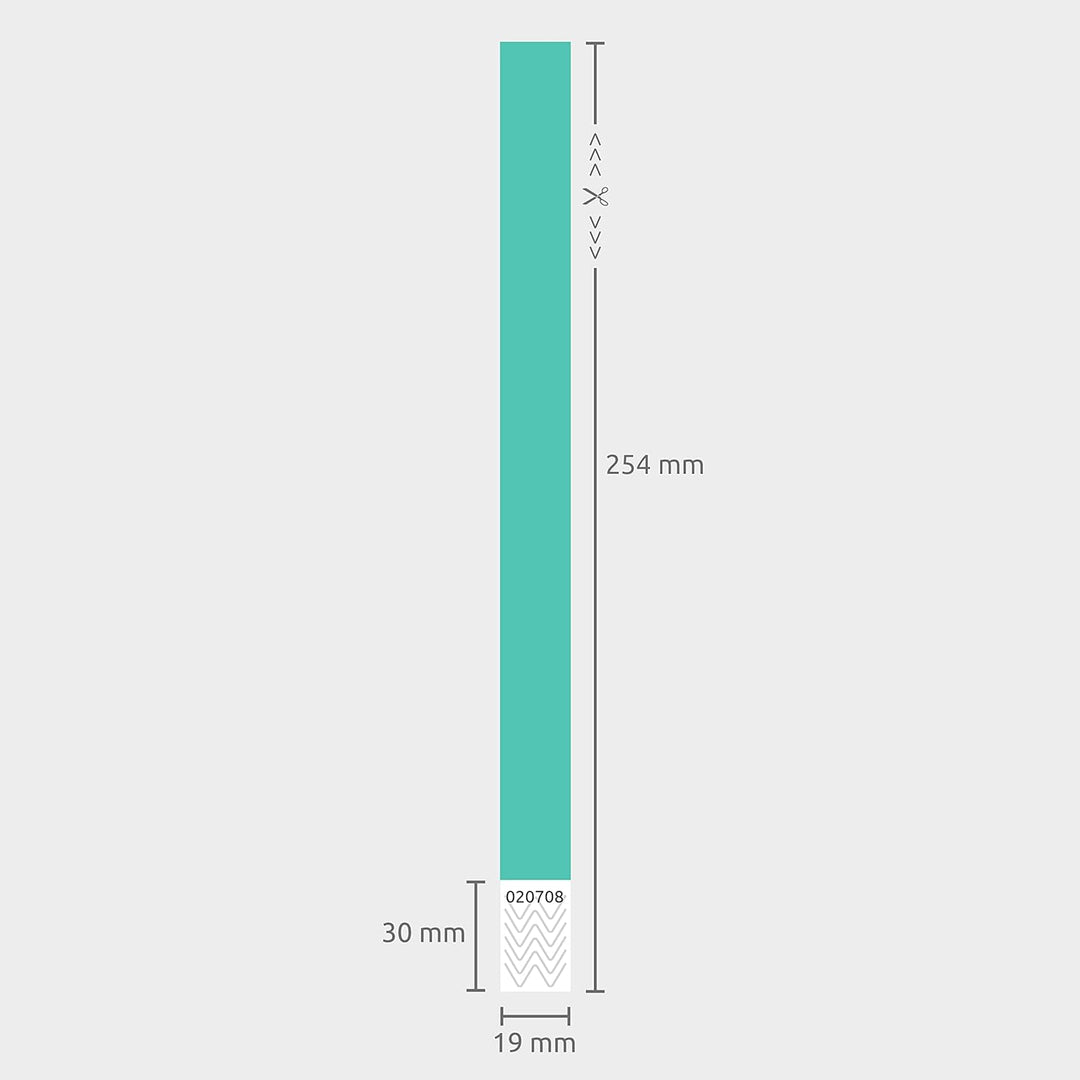 linie zwo ®, 1000 Stück Einlassbänder / Securebänder Tyvek ® 19 x 254 mm, Türkis, Türkis