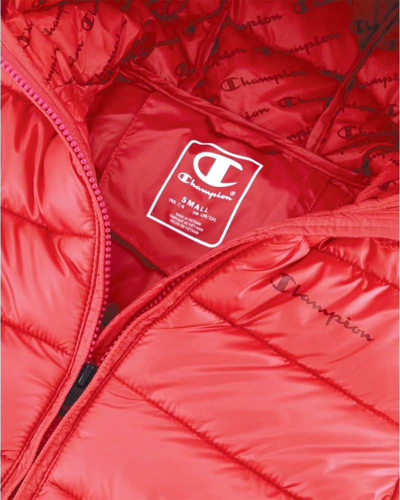 Champion Jungen Legacy Outdoor K-Light Wr Hooded Gepolsterte Jacke 9-10 Jahre Fluo Pink, 9-10 Jahre