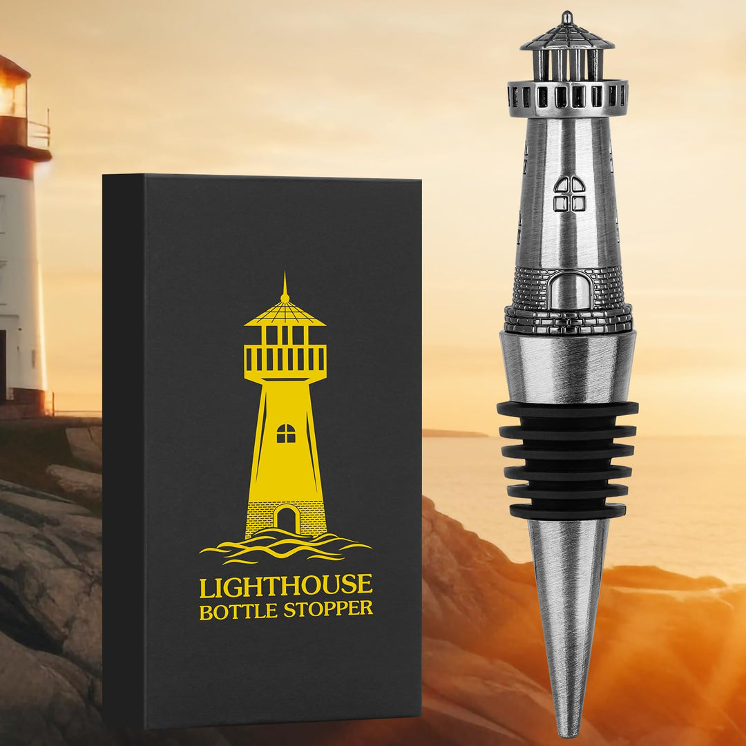 LKKCHER Leuchtturm Weinflaschenverschluss, Leuchtturm Deko, Weingeschenke für Männer und Frauen, Wei