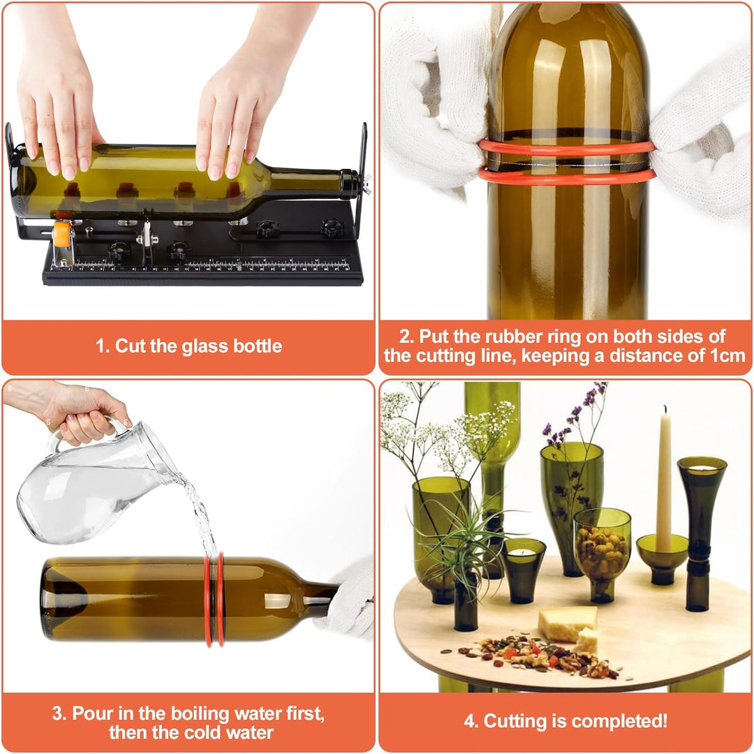 Fixm Premium-Glasflaschenschneider-Set - Vielseitiges Werkzeug für runde und eckige Flaschen, verbes