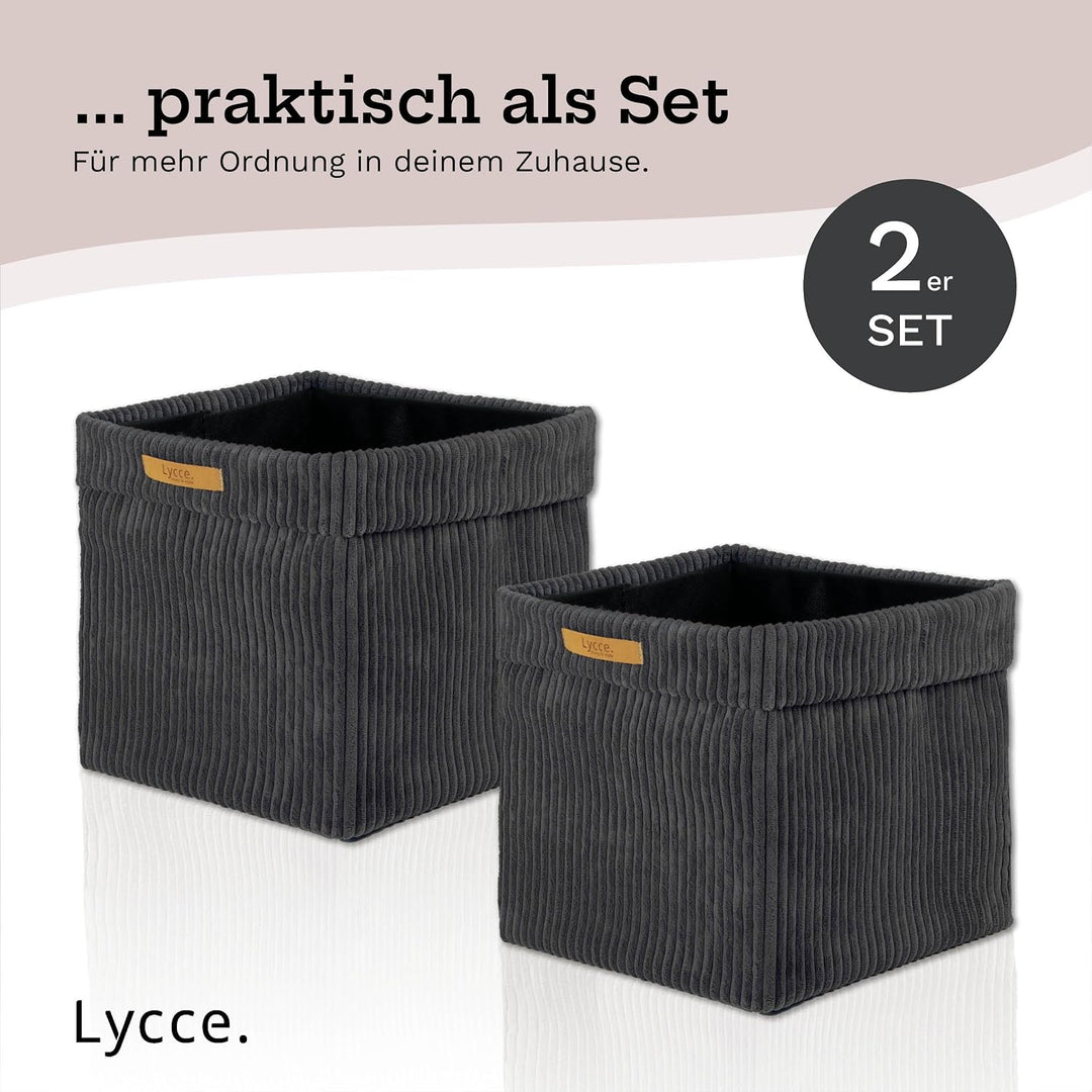 Lycce Kallax Boxen Cord 2er Set mit entfernbarem Cord-Bezug | d.grau Dunkelgrau 2er Set, Dunkelgrau