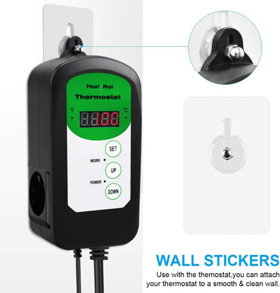RIOGOO Digitaler Heizmattenthermostatregler für Samenkeimung, Reptilien und Brauen 68-108 ℉ thermost