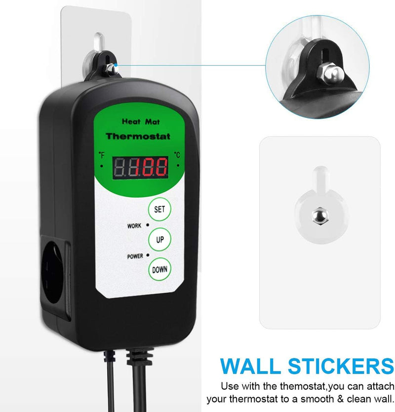 RIOGOO Digitaler Heizmattenthermostatregler für Samenkeimung, Reptilien und Brauen 68-108 ℉ thermost