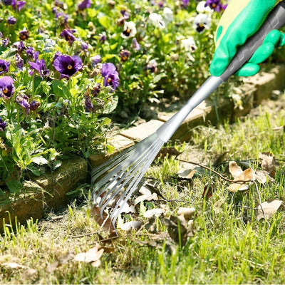 Hortem Laubrechen, Gartenschwader für Rasen, Blätter, Stroh, Kies, 63-160cm Verstellbarer Hofstrohsc