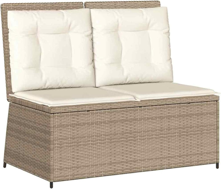 Homgoday Gartenliegebank Beige Poly-Rattan 108 cm Sitzbreite, 2-Personen, für Entspannung und Freilu