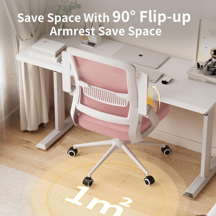 naspaluro Bürostuhl mit Hochklappbare Armlehnen, Schreibtischstuhl Ergonomisch, Drehstuhl mit Netzbe